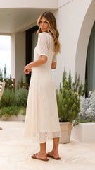Saisha Crochet Maxi Dress - Beige