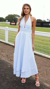 Kathy Halter Neck Maxi Dress - Light Blue