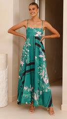 Kaethe Maxi Dress - Green/Pink