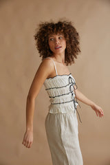 Alicia Ruffle Smocked Bow Top