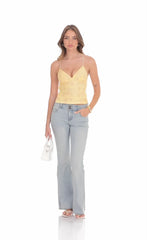 Open Back Lace Top in Yellow