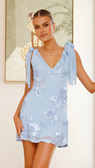Usha Tie Strap Mini Dress - Blue