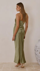 Yasmeen Tie Front Maxi Dress - Olive