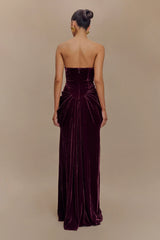 Paige Strapless Velvet Maxi Dress - Plum