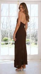 Sancha Flower Knit Maxi Dress - Chocolate