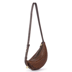 The Sak Tess Sling - Leather - Woven Mahogany Cognac