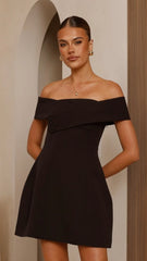 Zyan Off Shoulder Mini Dress - Black