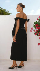 Zylah Off Shoulder Midi Dress - Black