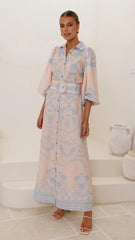 Xander Long Sleeve Maxi Dress - Blue