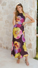 Helenie Maxi Dress - Purple/Yellow Floral