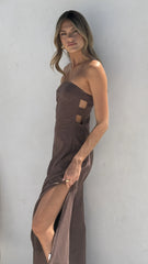 Ramona Strapless Maxi Dress - Brown