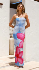 Lydie Strapless Maxi Dress - Blue/Pink