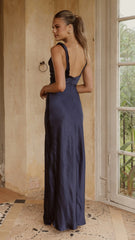 Iris Asymmetrical Maxi Dress - Navy