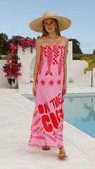 Elidie Strapless Maxi Dress - Pink/Red Tide