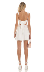 Back Bow Fit and Flare Dress in White