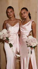 Yasmeen Tie Front Maxi Dress - Pink