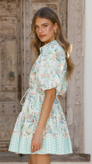 Nalita Mini Dress - Blue Print