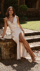 Iris Asymmetrical Maxi Dress - Champagne