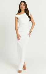 Off The Shoulder Jersey Maxi Dress in White