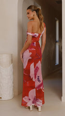 Lena Maxi Dress - Red/ Pink Floral