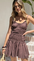 Vida Mini Dress - Brown