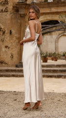 Yasmeen Tie Front Maxi Dress - Champagne