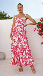 Odilia Maxi Dress - Pink/White Floral