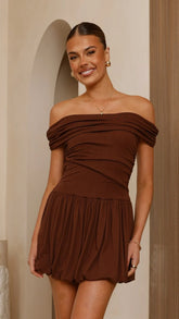 Manalla Mini Dress - Brown