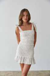 Everleigh Floral Smocked Tie Strap Mini Dress