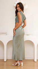 Ruby Asymmetrical Maxi Dress - Sage