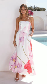 Lila Strapless Maxi Dress - Wildflower Pink