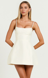 Carolina Scoop Neck Fit & Flare Mini Dress – Off-White Statement Silhouette