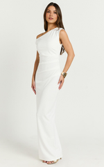 Off The Shoulder Jersey Maxi Dress in White