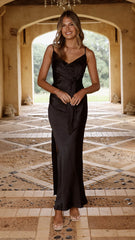 Yasmeen Tie Front Maxi Dress - Black