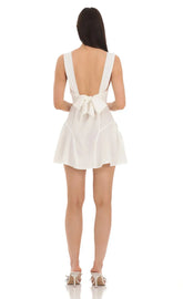 Plunge V-Neck Dress in White