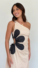 Nancia Maxi Dress - Beige / Black