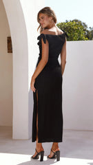 Simone Ribbed Maxi Dress - Black