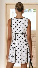 Eliana Mini Dress - White/Black Polka