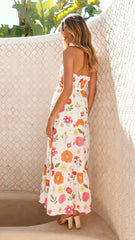 Taffeta Maxi Dress - White Floral