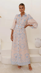 Xander Long Sleeve Maxi Dress - Blue