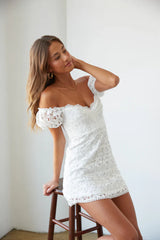 Karlie Lace Puff Sleeve Mini Dress