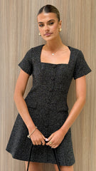 Karen Tweed Mini Dress - Black