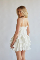 Diane Keyhole Front Tiered Ruffle Mini Dress
