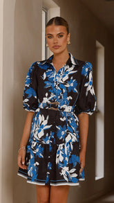 Michelle Mini Dress - Black / Blue