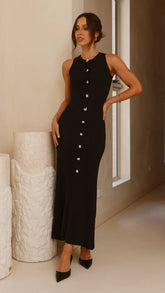 Aylah Knit Midi Dress - Black