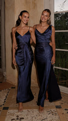 Iris Asymmetrical Maxi Dress - Navy