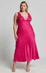 Cohen Midi Dress – Textured Satin Mid-Length Dress in Blush Pink