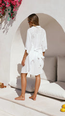 Vesper Button Down Beach Cover Up - White