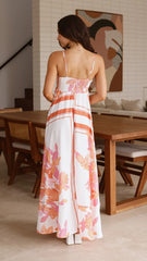 Kaethe Maxi Dress - Orange/White