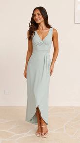 Pamela V Neck Maxi Dress - Sage